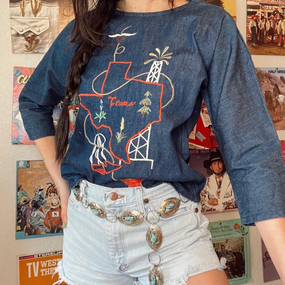 Vintage Embroidered Western Texas Top